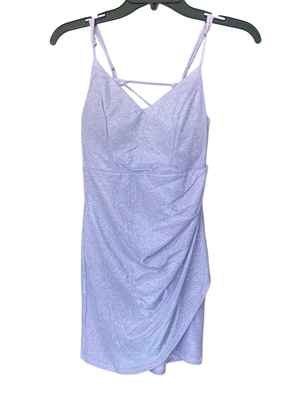 Crystal Doll Lilac Shimmery Spaghetti Strap mini Dress- juniors size 3